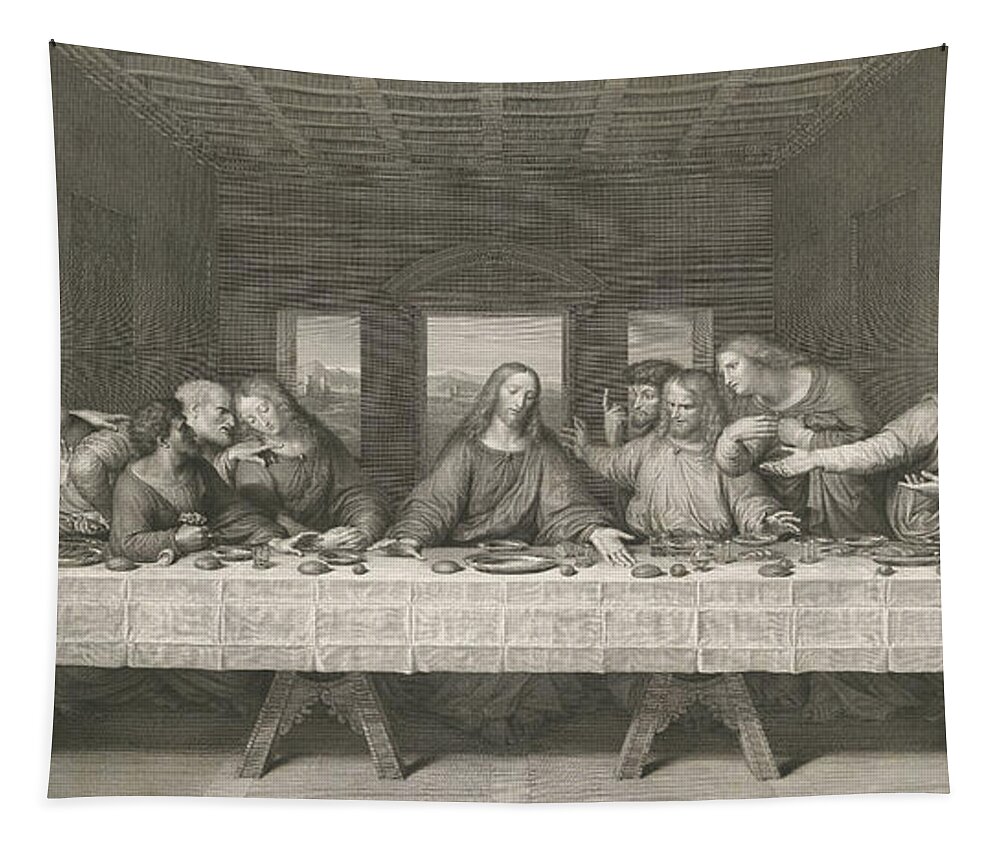 Last Tapestry featuring the drawing The Last Supper, engraving by Leonardo da Vinci