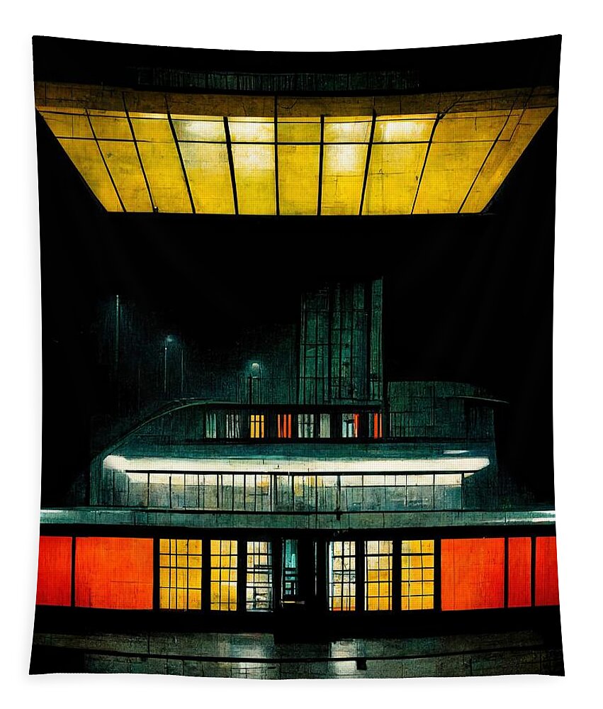Train Station Tapestry featuring the digital art The Last Train by Nickleen Mosher