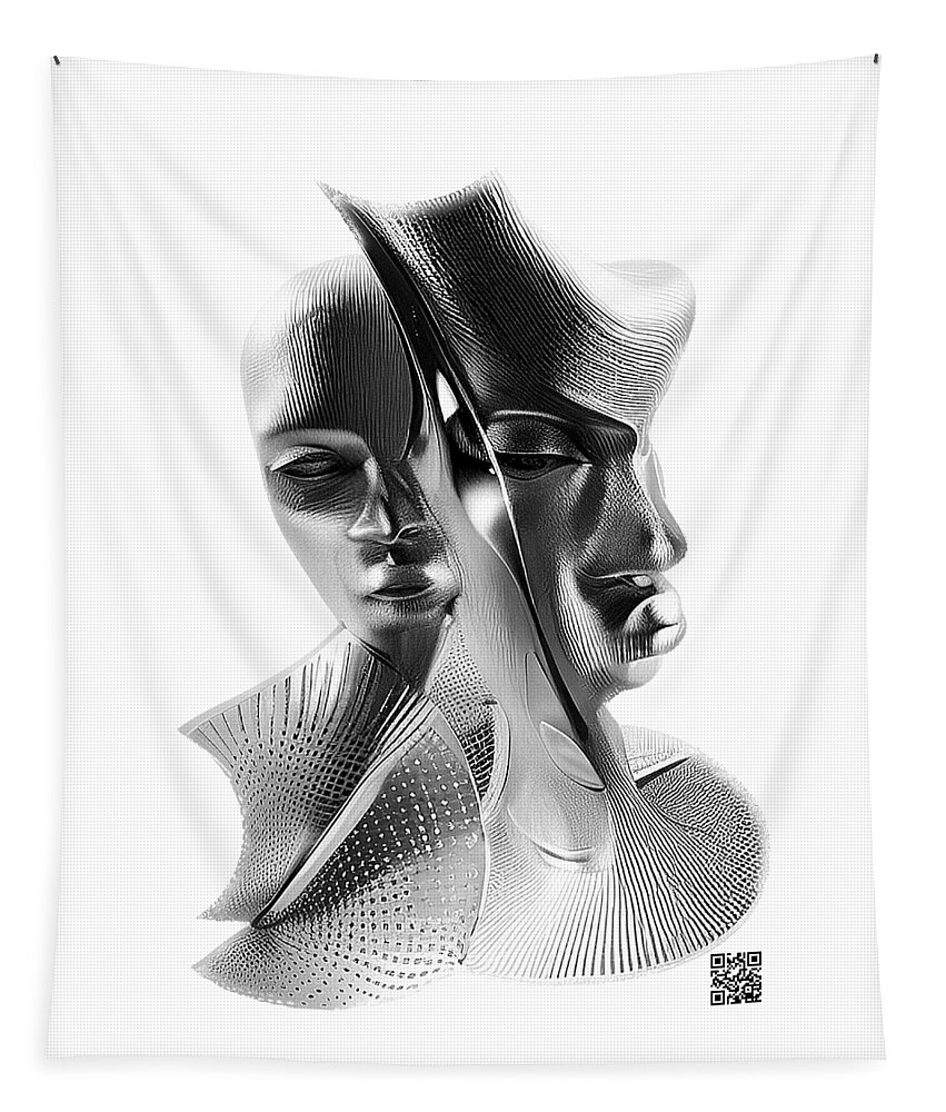 Portrait Tapestry featuring the digital art The Listener by Rafael Salazar
