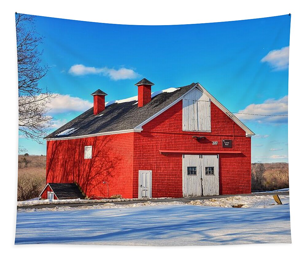 Red Tapestry featuring the photograph The Locust Barn by Monika Salvan