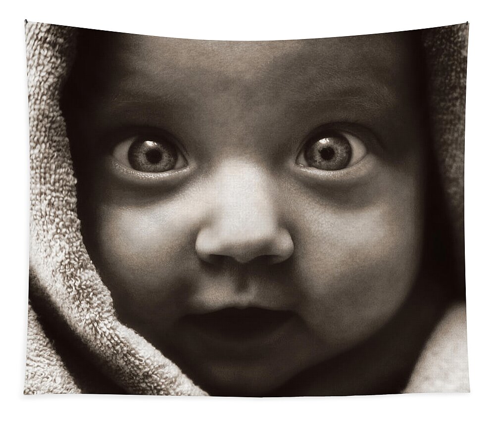 #look #baby #girl #galagan #edwardgalagan #edgalagan #nederland #netherlands #eduardgalagan #instagram #dutch #taipei #taiwan #world #babyportrait #mother #motherandbaby #babyandmother #newborn #newbornbaby #neonate #suckling #wetnurse #artphotography #eyes #child #kid #babe #infant #portrait Tapestry featuring the digital art The Look by Edward Galagan