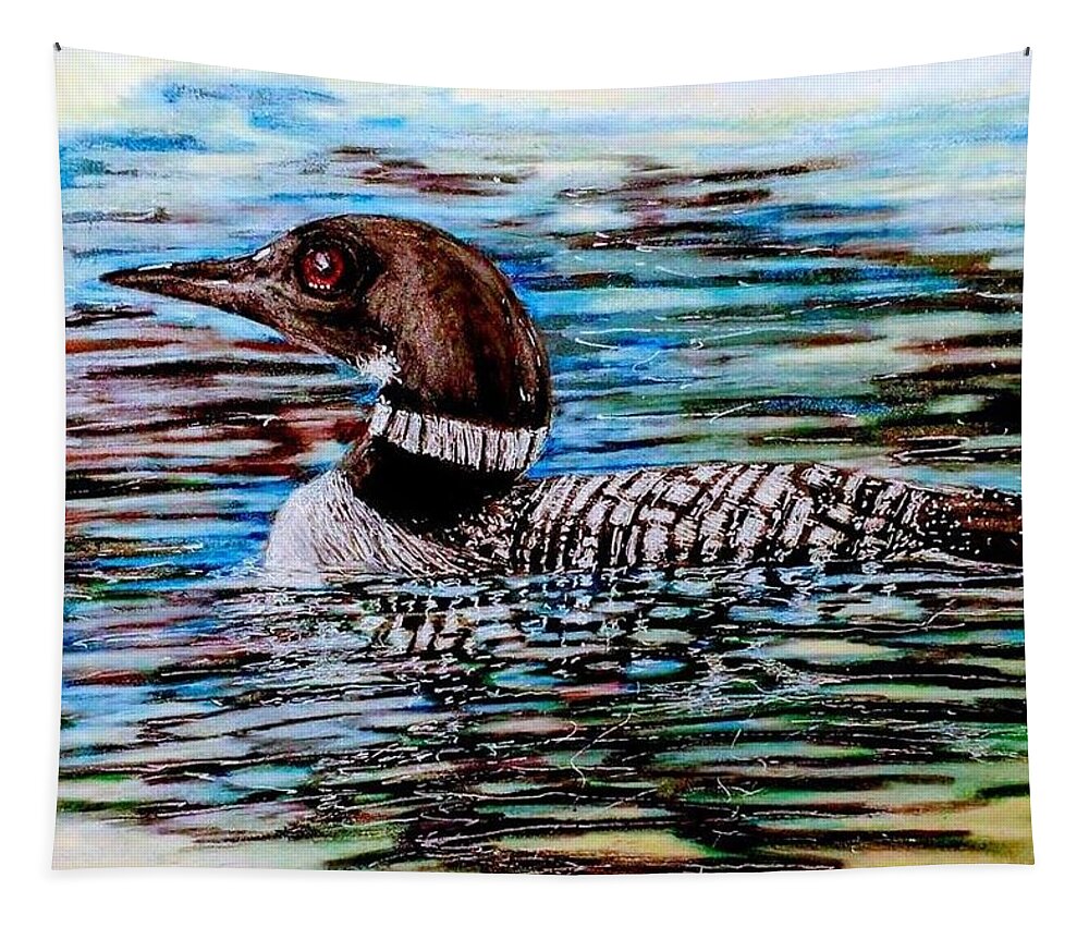 Loon Tapestry featuring the drawing The Loon by Marysue Ryan