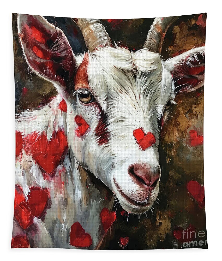 Goat Tapestry featuring the painting The Love Goat by Tina LeCour