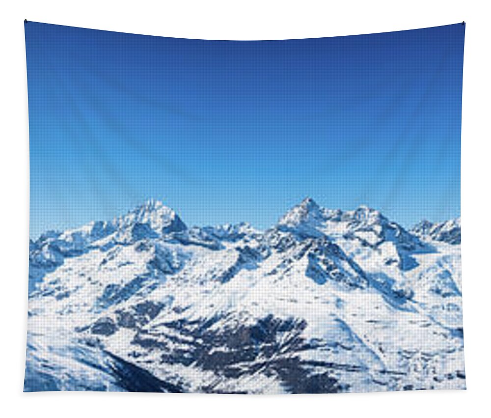 Alpine Tapestry featuring the photograph The Matterhorn and Swiss Mountains Panorama by Rick Deacon