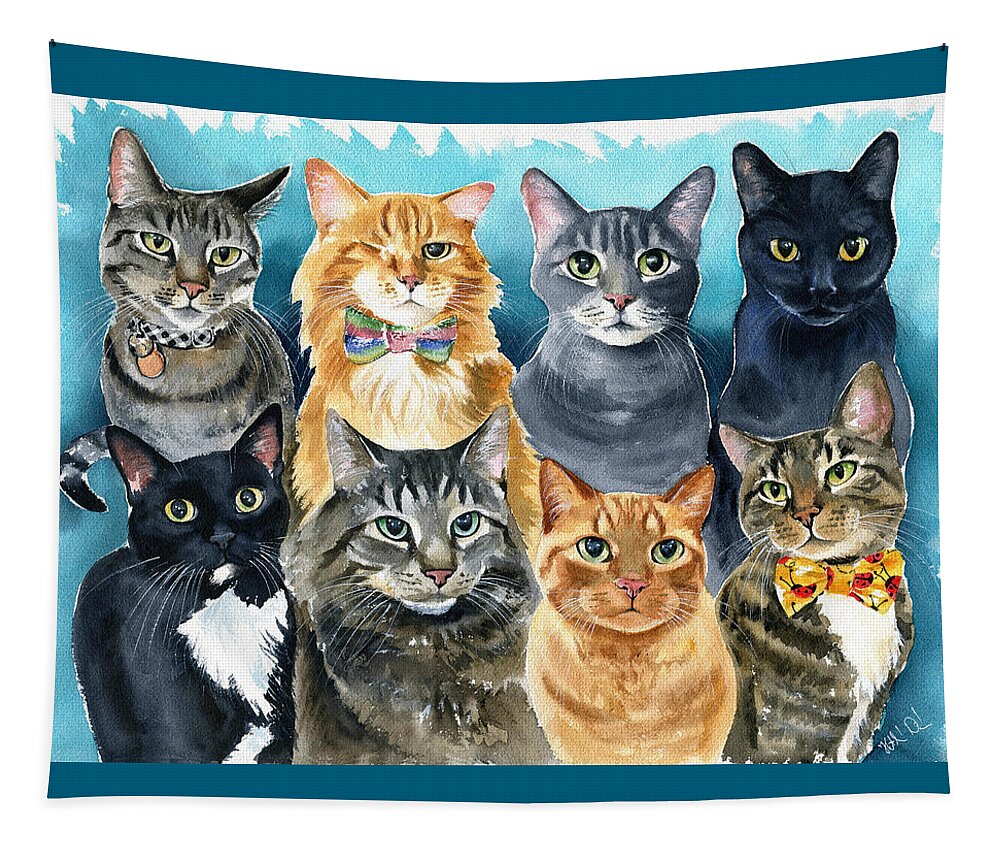 Cats Tapestry featuring the painting The Menagerie by Dora Hathazi Mendes