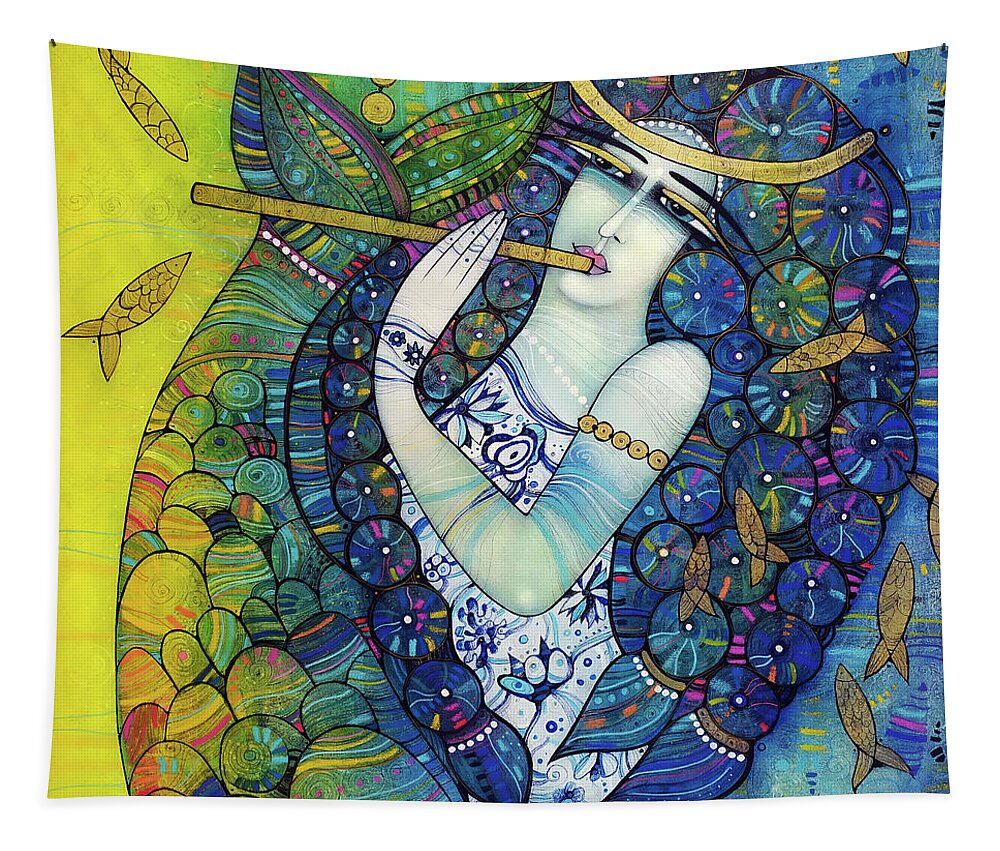 Albena Tapestry featuring the painting The mermaid from PORTO by Albena Vatcheva