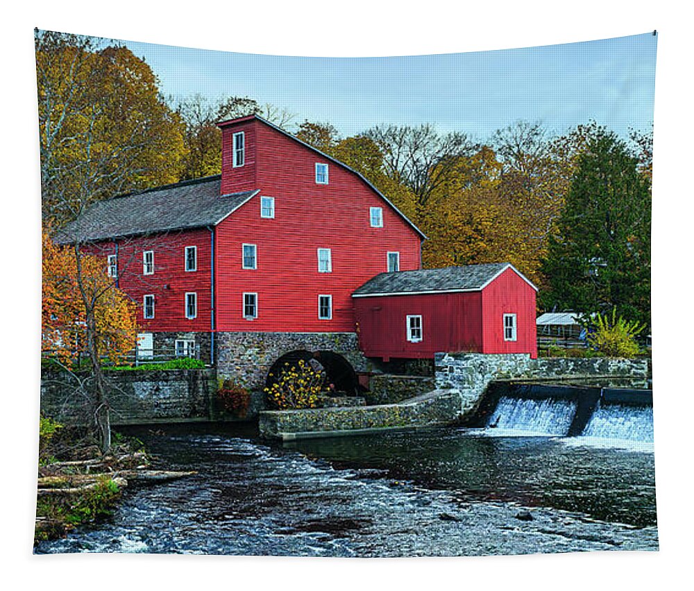American Tapestry featuring the photograph The Mill in Clinton by Nick Zelinsky Jr