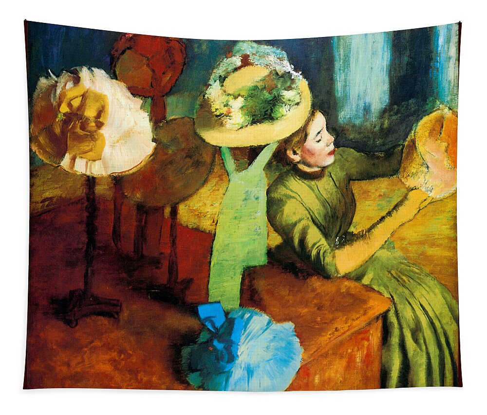 Degas Tapestry featuring the painting The Millinery Shop 1882 by Edgar Degas