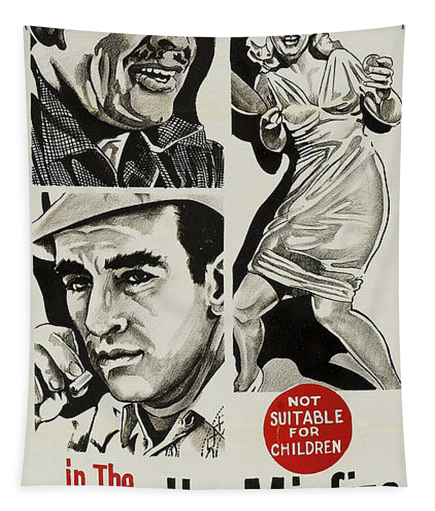 Misfits Tapestry featuring the mixed media ''The Misfits'', with Clark Gable and Marilyn Monroe, 1961 by Movie World Posters