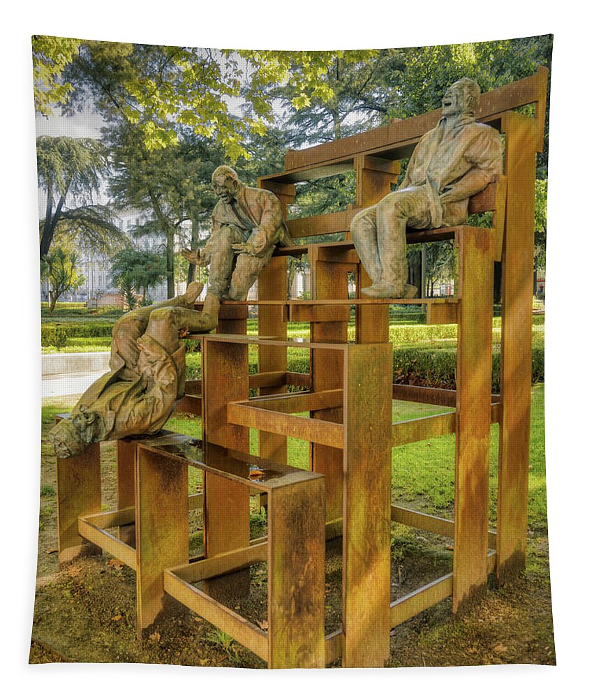 Garden Tapestry featuring the photograph The mocking sculptures Set 3 by Micah Offman