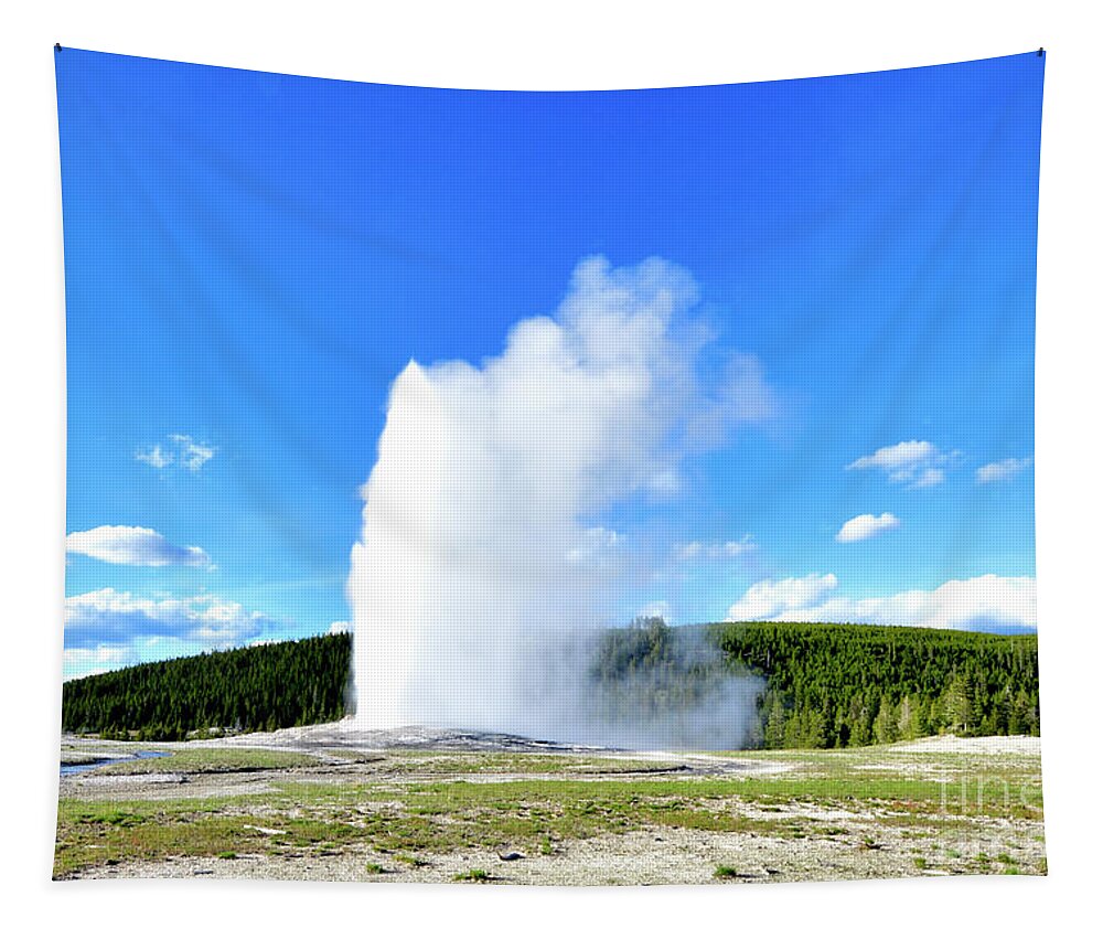Geyser Tapestry featuring the photograph The Old Faithful Geyser by Amazing Action Photo Video