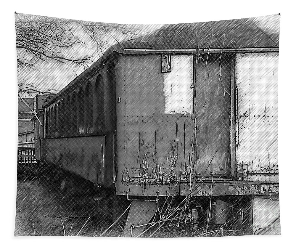 Train Tapestry featuring the digital art The Old Train Car by Kirt Tisdale