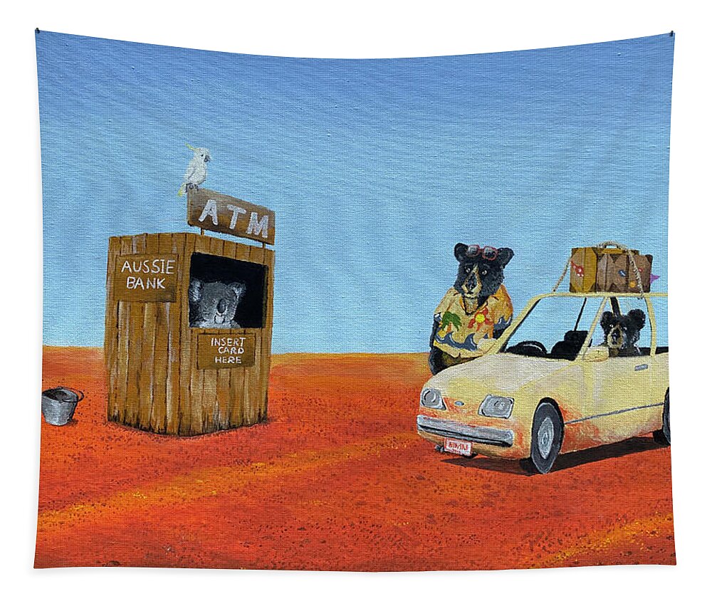 Outback Atm Tapestry featuring the painting The Outback ATM by Winton Bochanowicz