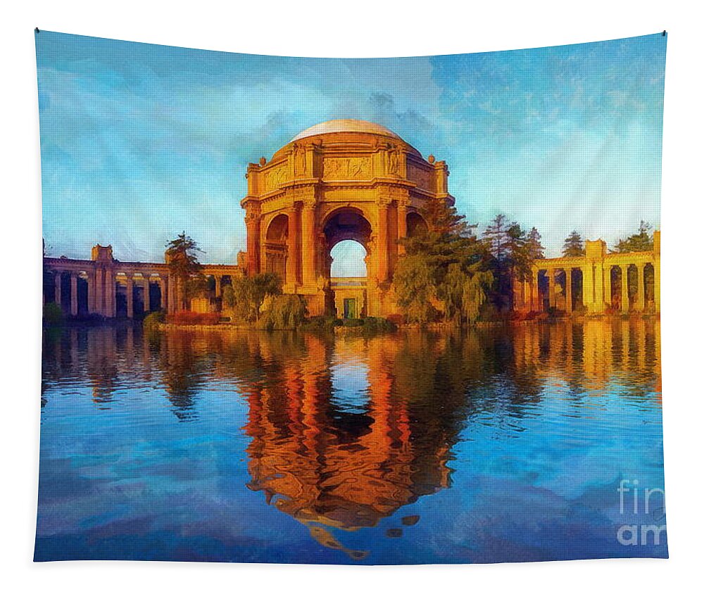 The Palace Of Fine Arts Tapestry featuring the digital art The Palace of Fine Arts, SF by Jerzy Czyz