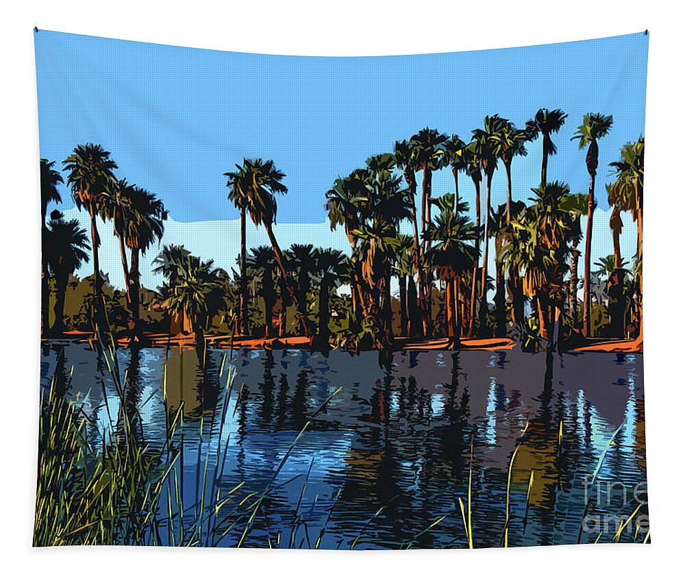 Papago-park Tapestry featuring the digital art The Palms At Papago Park by Kirt Tisdale