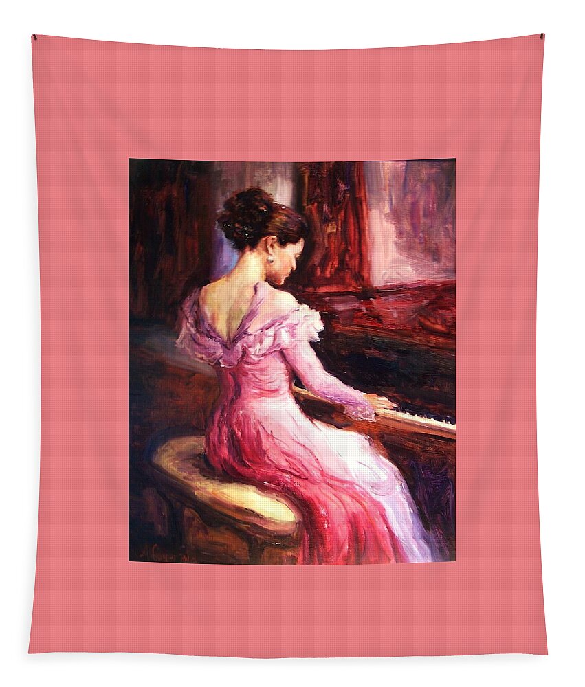 Impressionism Tapestry featuring the painting The Pianist by Ashlee Trcka