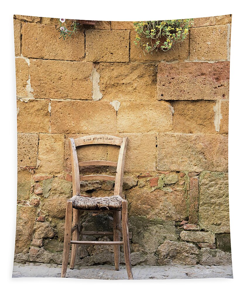 Italy Tapestry featuring the photograph The Pilgrims Chair, Tuscany,Italy by Sarah Howard