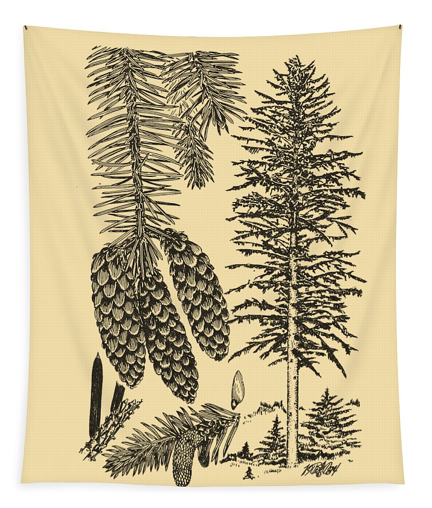 Pine Tree Tapestry featuring the digital art The Pine Tree by Madame Memento