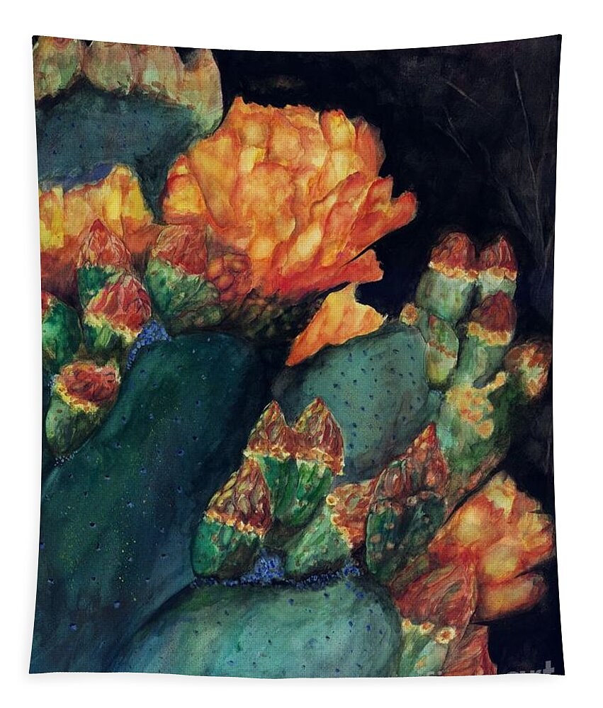 Abstract Cactus Tapestry featuring the painting The Prickly Pear by Frances Marino