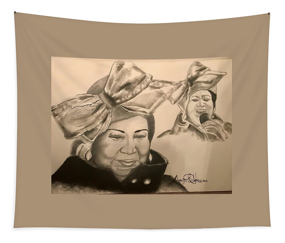  Tapestry featuring the drawing The Queen by Angie ONeal