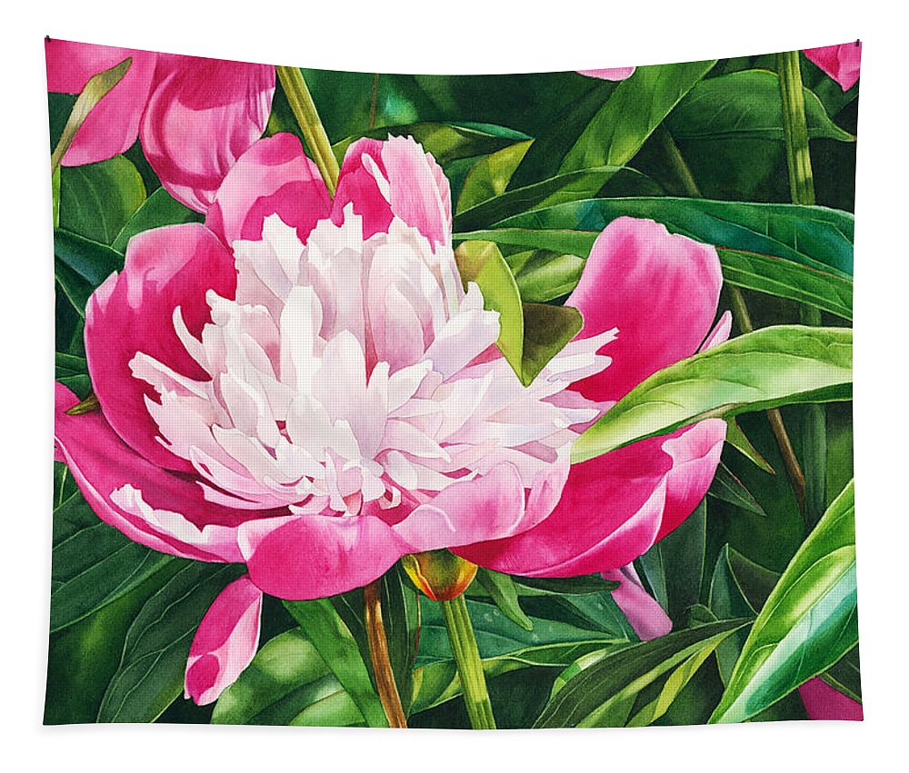Peony Tapestry featuring the painting The Queen of the Garden by Espero Art