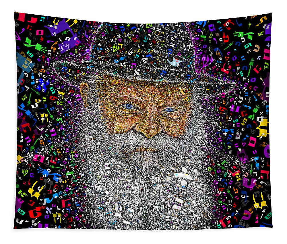 Jewish Tapestry featuring the painting The Rebbe Version Two by Yom Tov Blumenthal