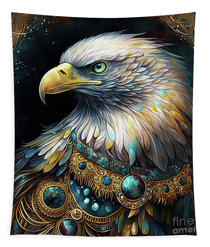 American Bald Eagle Tapestry featuring the painting The Regal Eagle by Tina LeCour