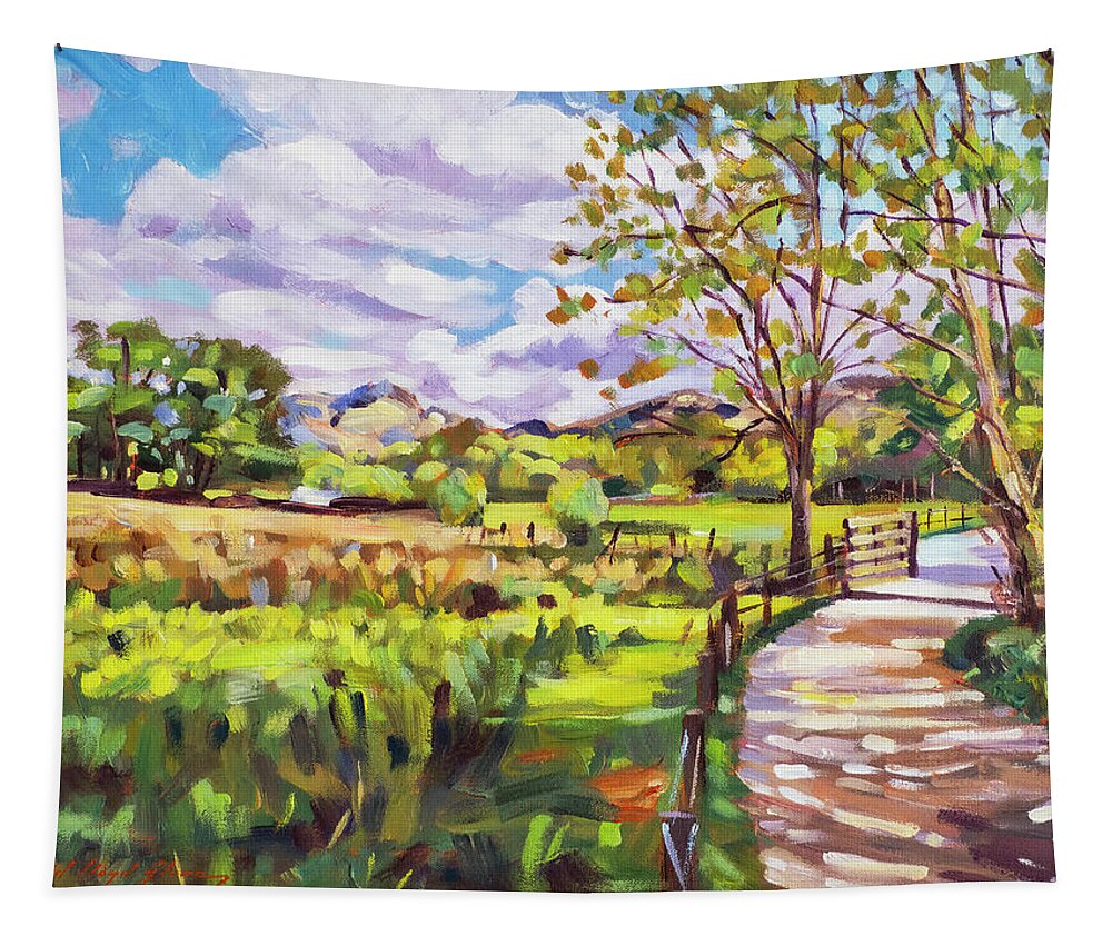 Pastoral Landscape Tapestry featuring the painting The Ride Home by David Lloyd Glover