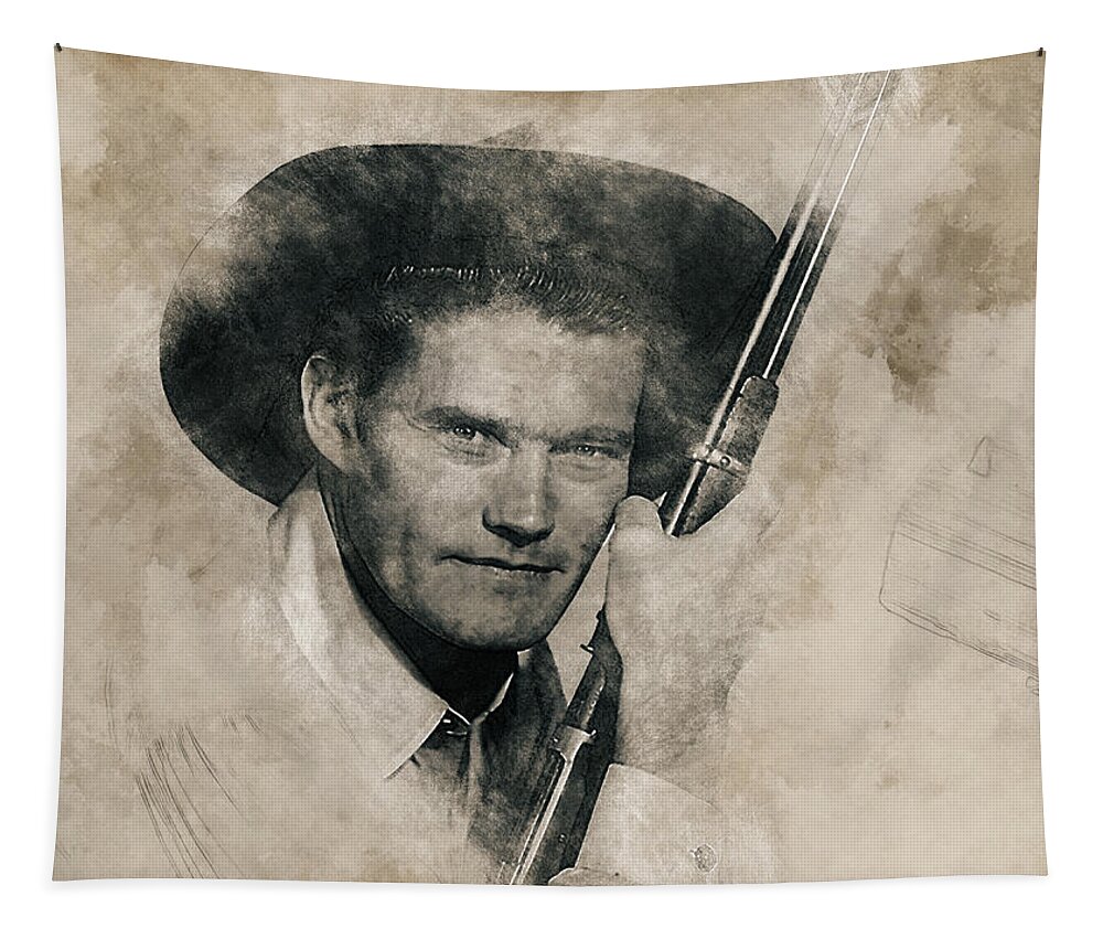 Kevin Joseph Aloysius Connors Tapestry featuring the mixed media The Rifleman, Chuck Connors by Pheasant Run Gallery