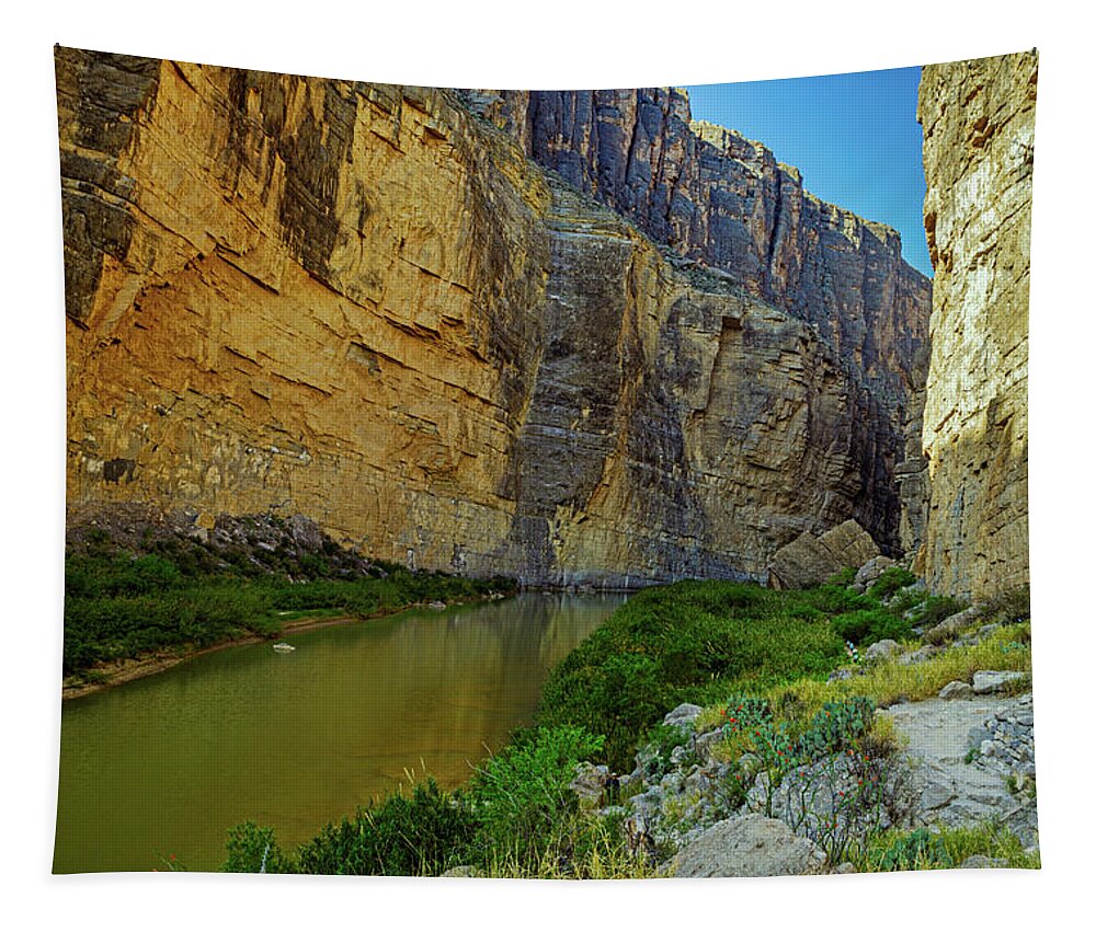 Bbnp Tapestry featuring the photograph The Rio Grande River In Santa Elena Canyon by Mike Schaffner