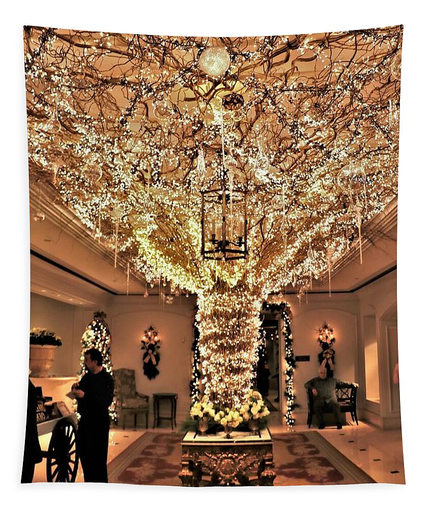 Christmas Tapestry featuring the photograph The Ritz Christmas New Orleans by William Rockwell