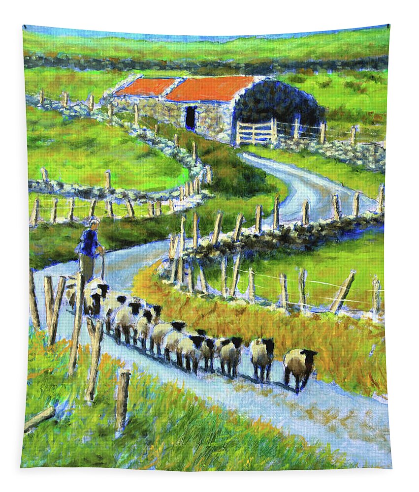 County Kerry Ireland Tapestry featuring the painting The Road Through Kerry by David Zimmerman
