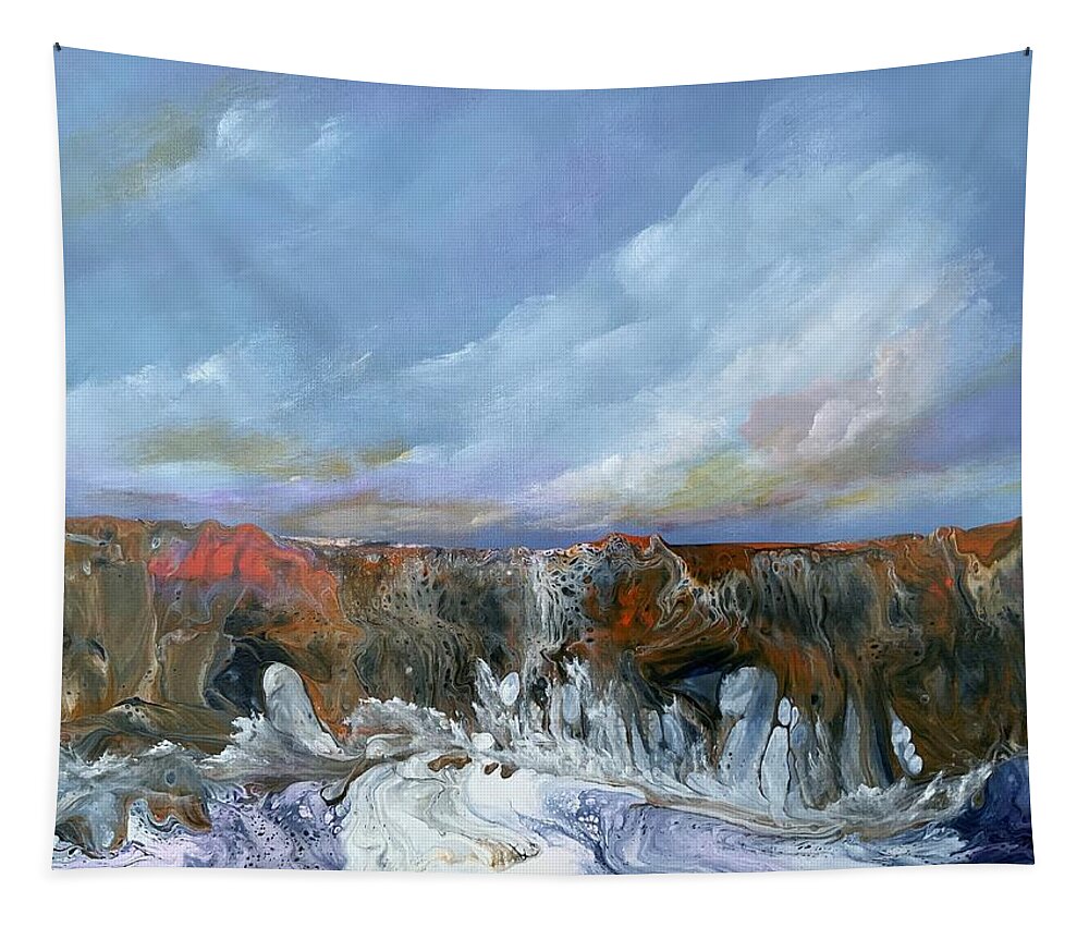 Landscape Tapestry featuring the painting The Rock by Soraya Silvestri