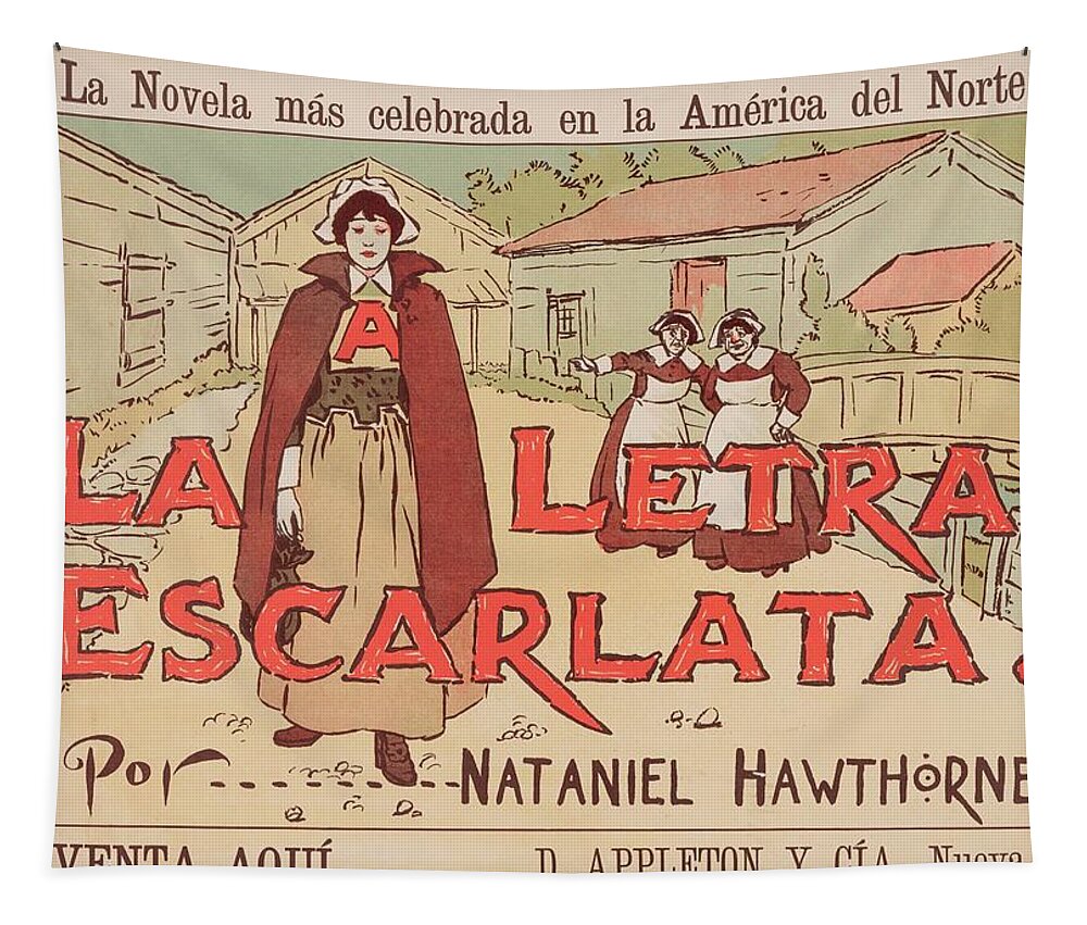 Americana Tapestry featuring the digital art The Scarlet Letter 1894 In Espanol by Kim Kent