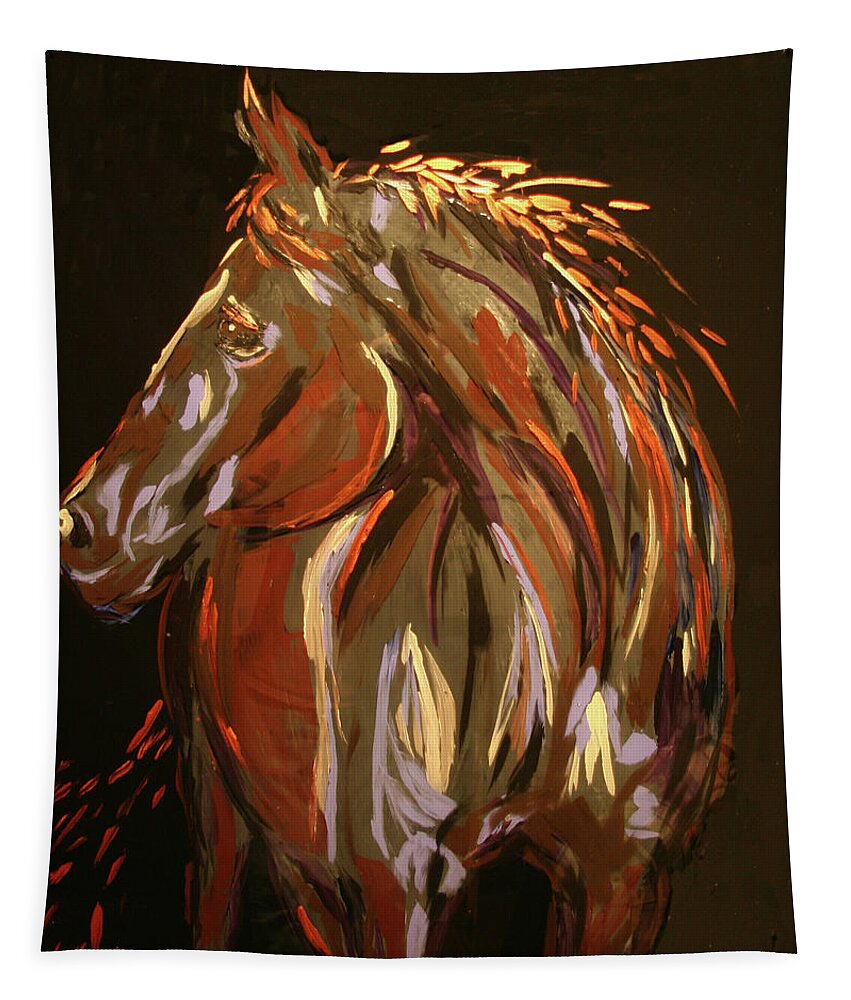 Horse Tapestry featuring the painting The Sentenial by Marilyn Quigley