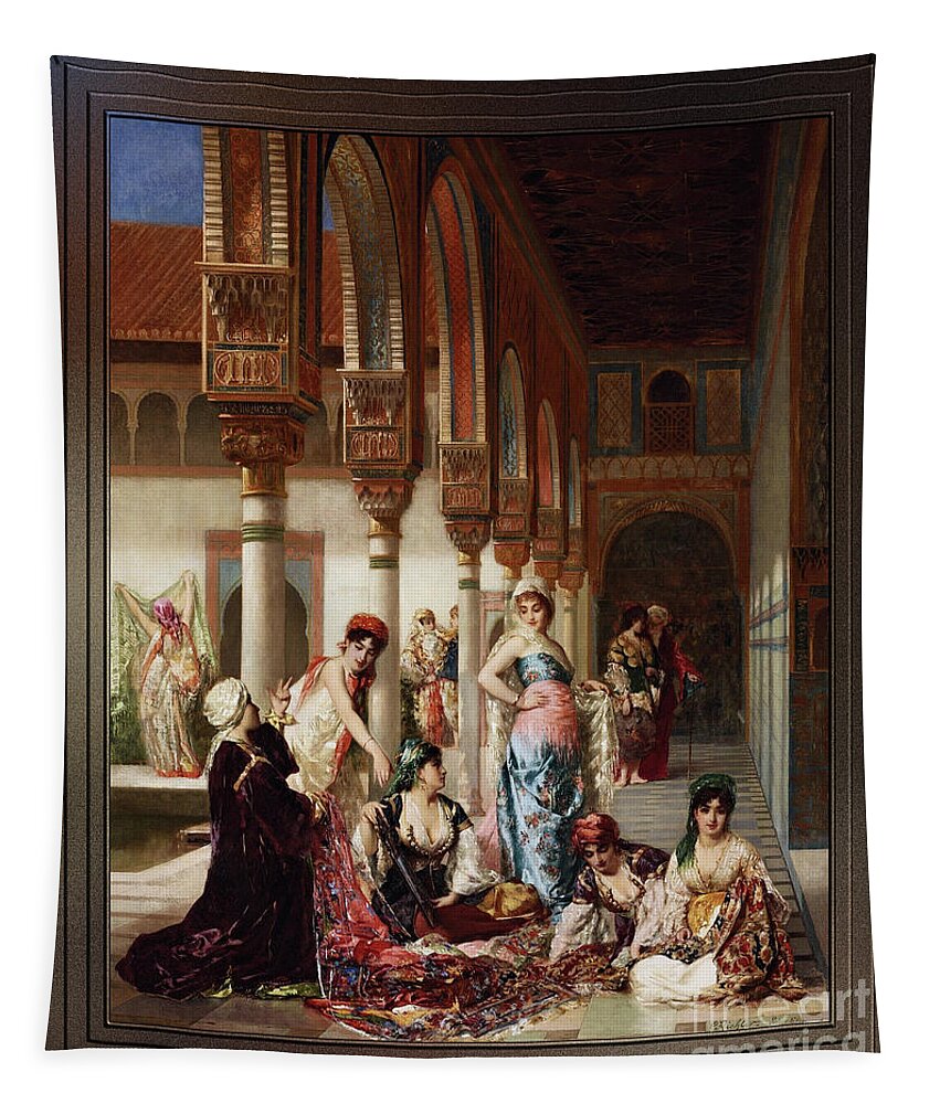 Silk Market Tapestry featuring the painting The Silk Market by Edouard Frederic Wilhelm Richter by Rolando Burbon