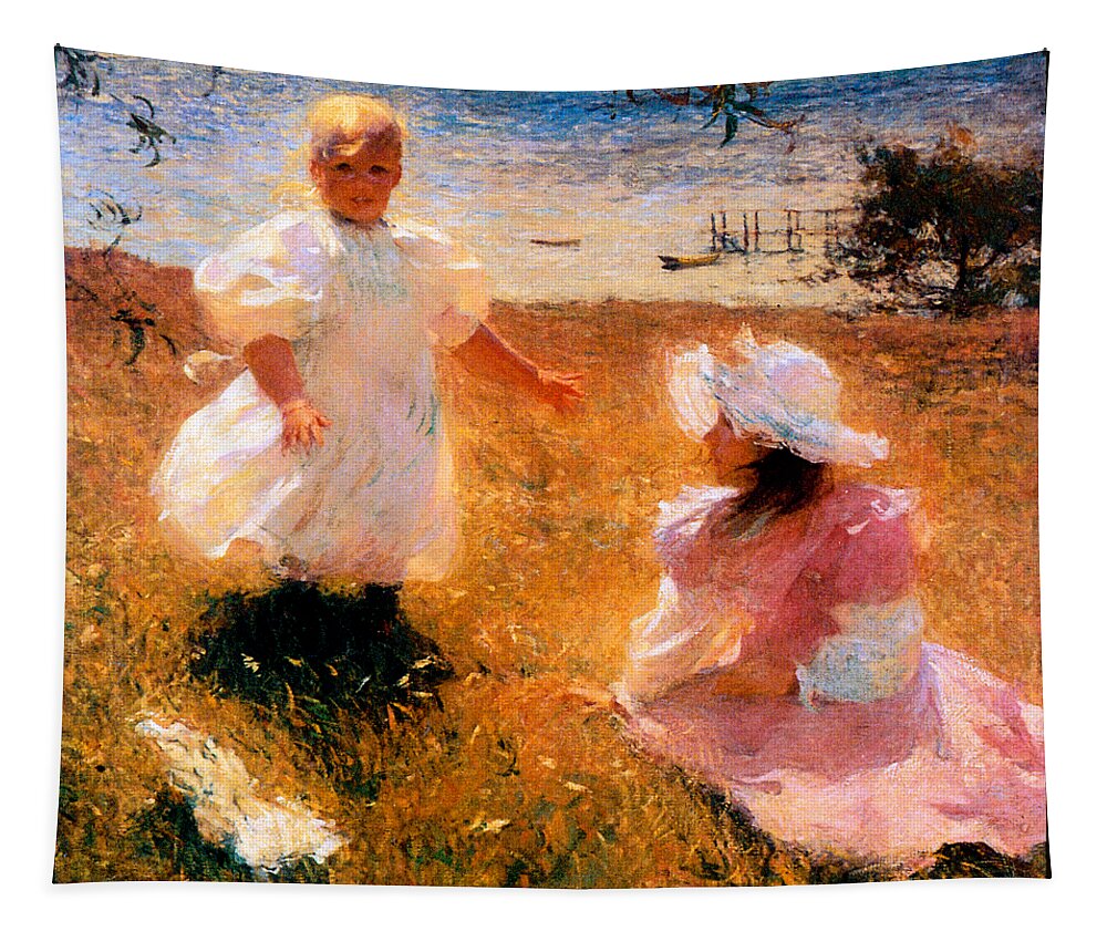 Benson Tapestry featuring the painting The Sisters 1889 by Frank Benson