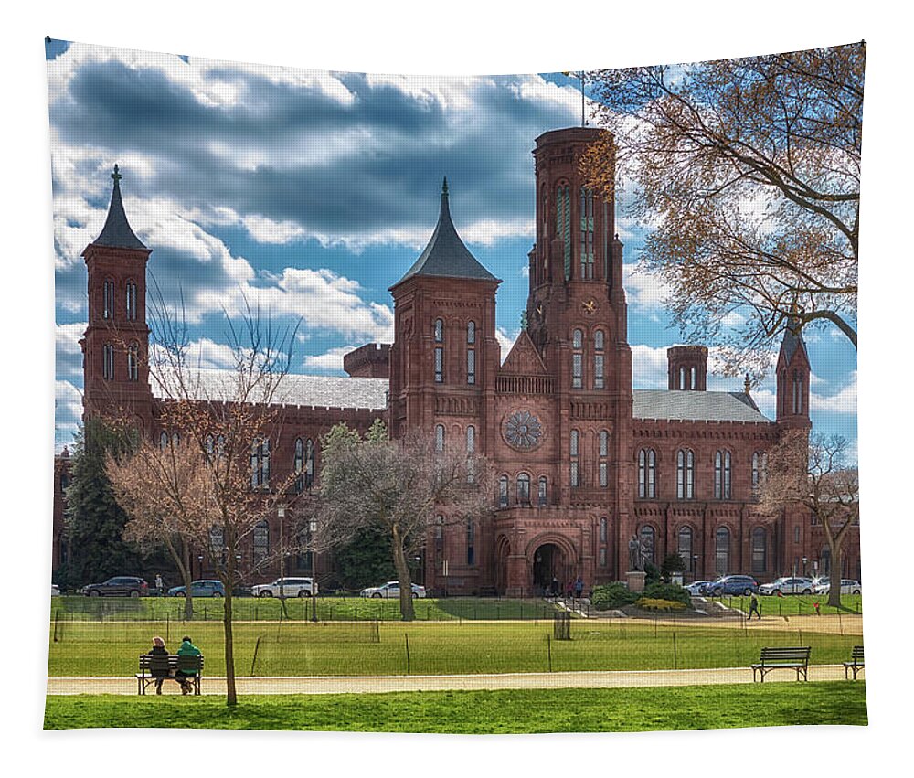 Washington Dc Tapestry featuring the photograph The Smithsonian Castle - Washington DC by Susan Rissi Tregoning