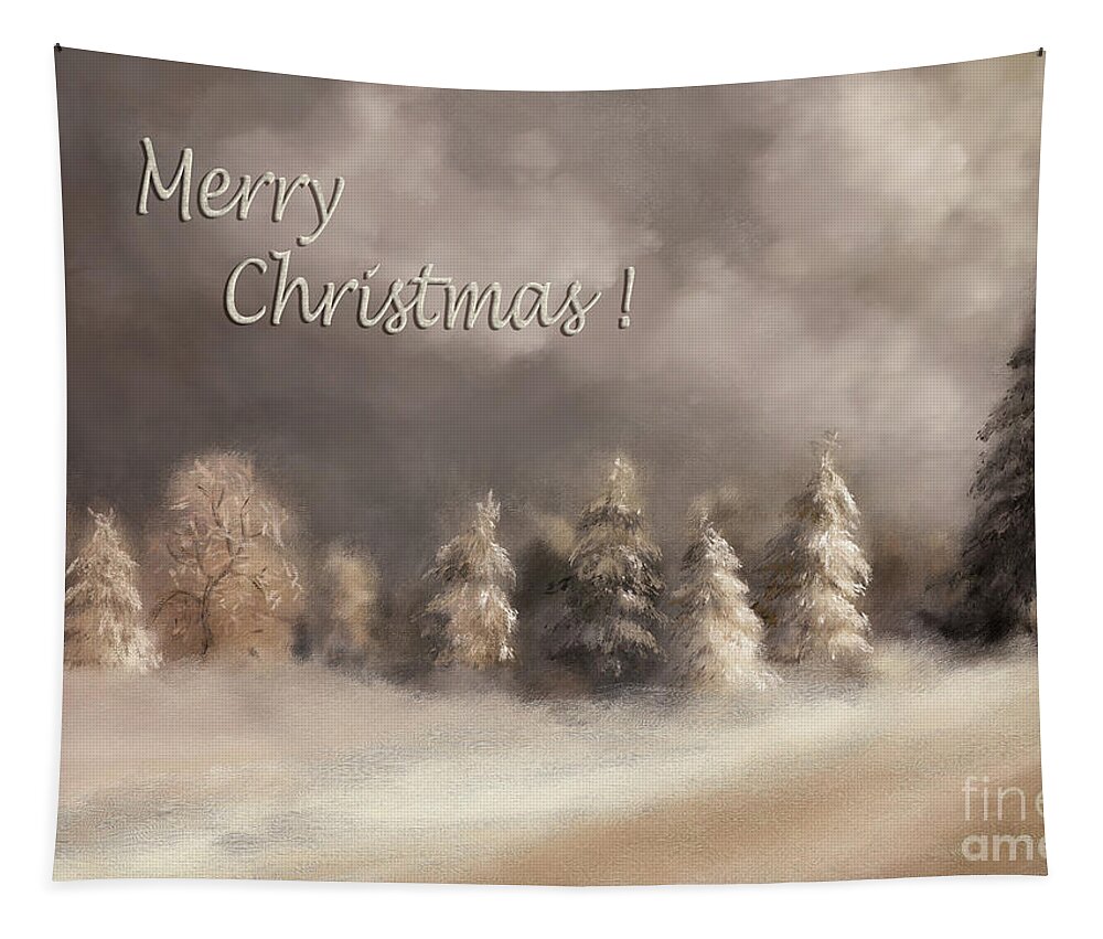 Winter Tapestry featuring the digital art The Snowy Road Merry Christmas by Lois Bryan