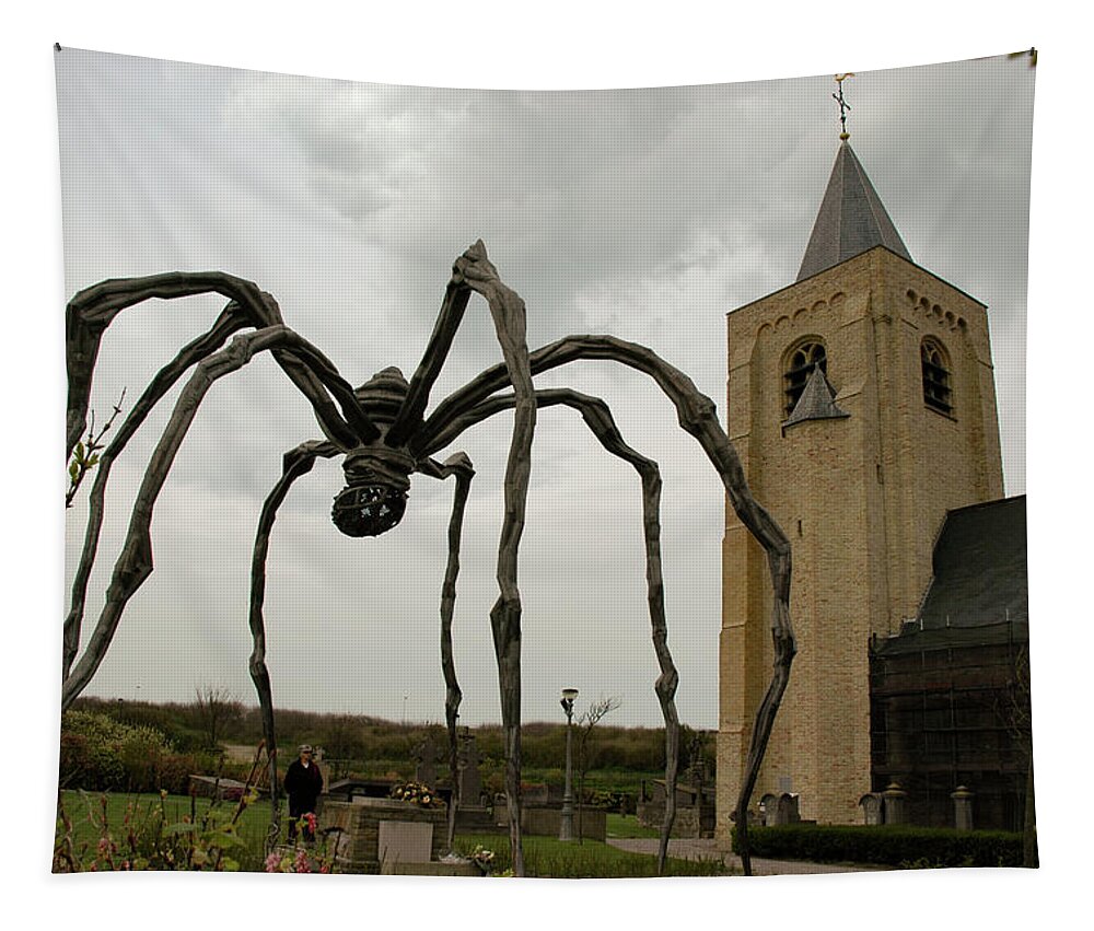 Louise Bourgeois Tapestry featuring the photograph The Spider Mom at Mariakerke by Lieve Snellings