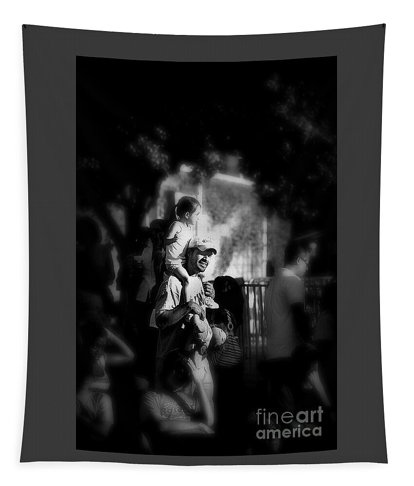 Dad Tapestry featuring the photograph The Stability Of A Father - Black and White by Frank J Casella