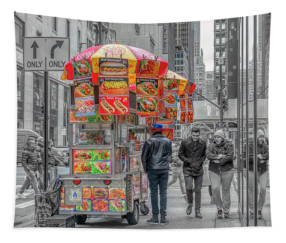 New York City Tapestry featuring the photograph The Street Vendor by Penny Polakoff
