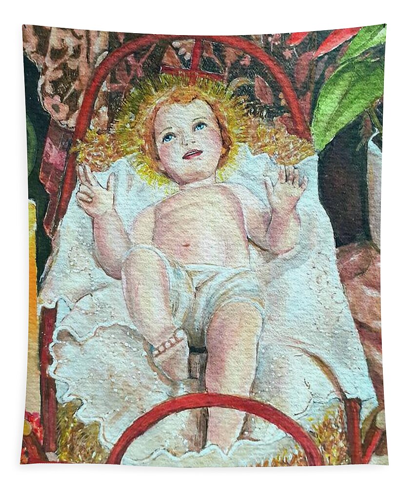 Jesus Child Tapestry featuring the painting The sun as a child by Carolina Prieto Moreno