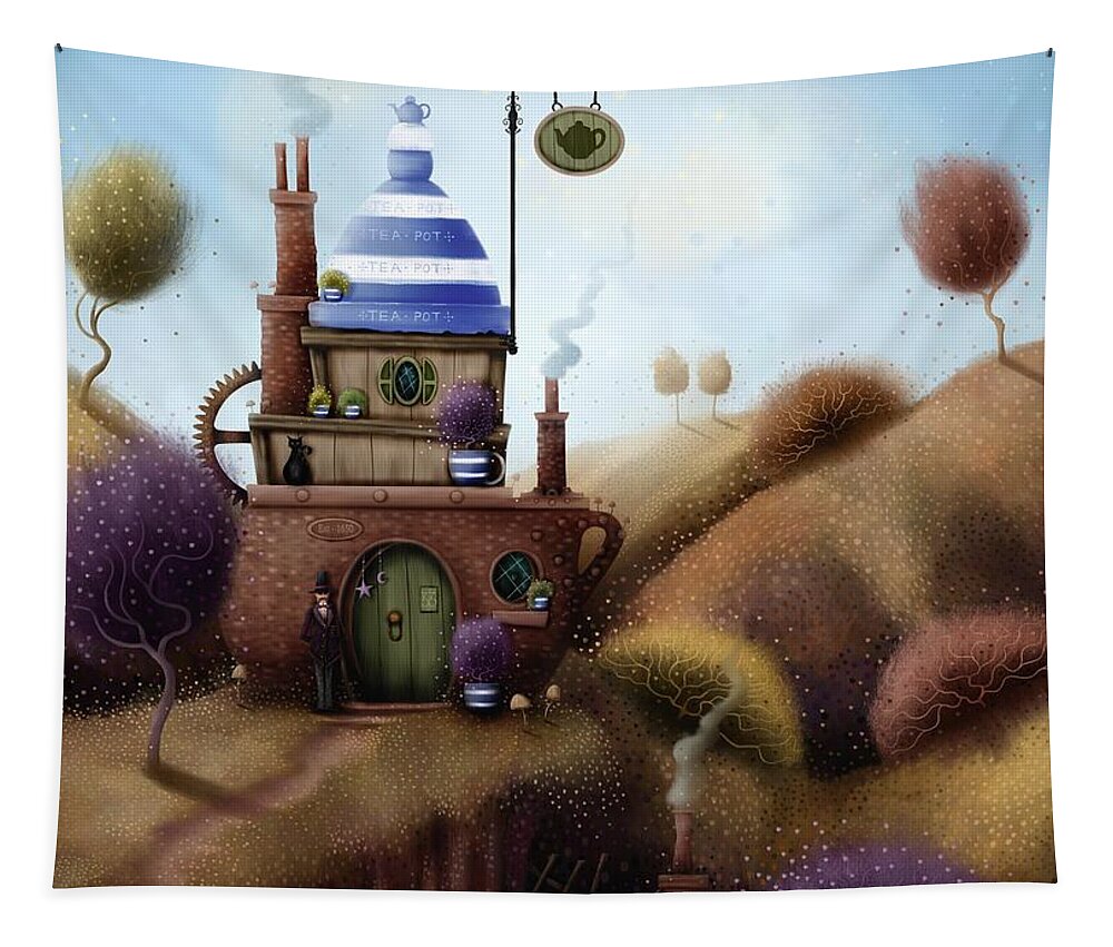 Naive Art Tapestry featuring the painting The Teapot by Joe Gilronan