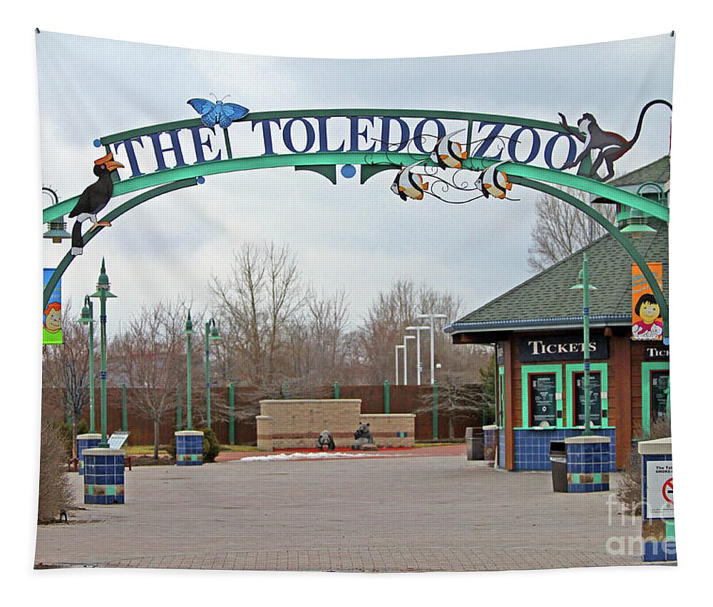 Zoo Tapestry featuring the photograph The Toledo Zoo Entrance 0784 by Jack Schultz