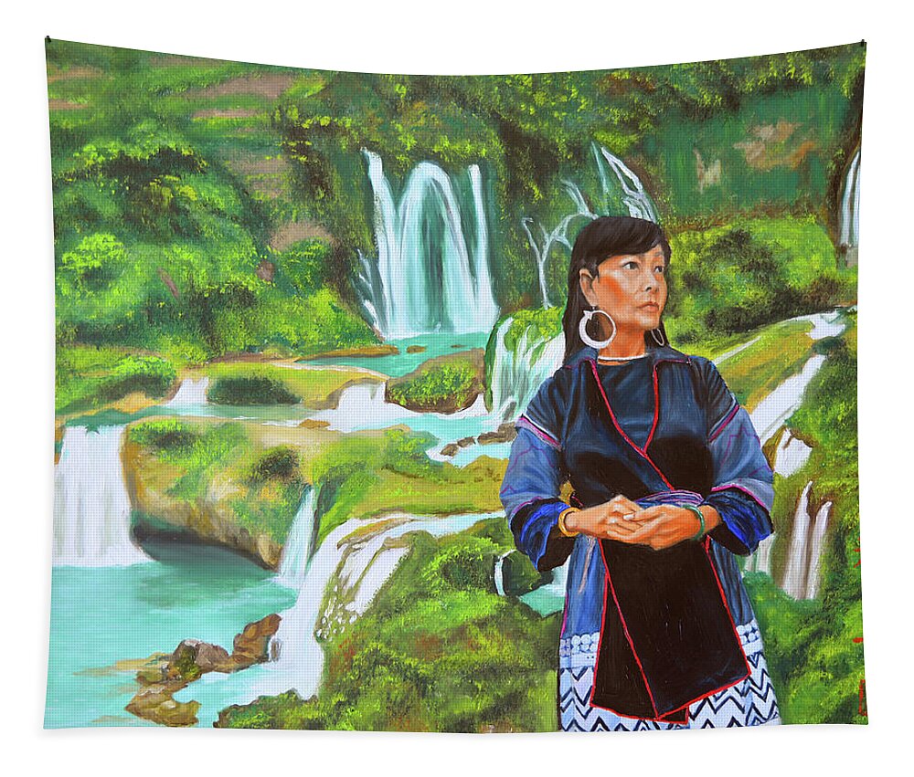 For Her Tapestry featuring the painting The tour guide by Thu Nguyen