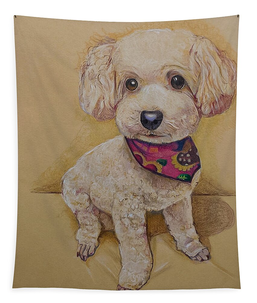 Canine Tapestry featuring the drawing The Toy Poodle by Tim Ernst