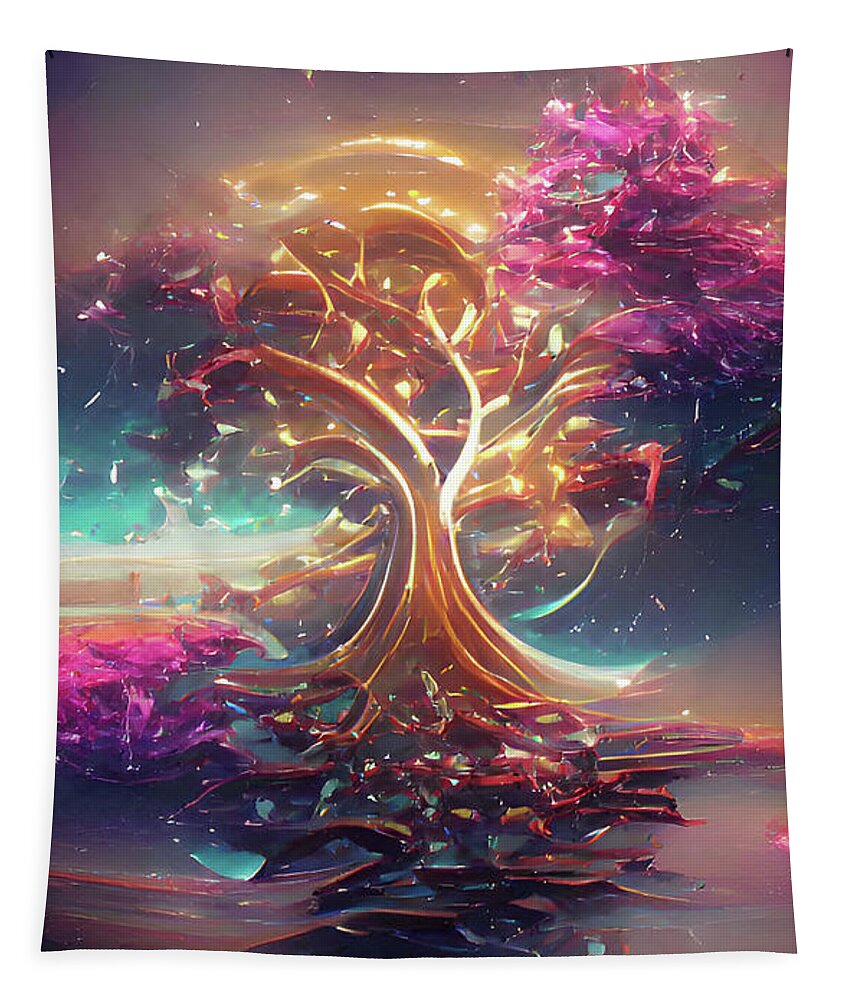 Tree Tapestry featuring the digital art The Tree Of Life by Digital Art Cafe