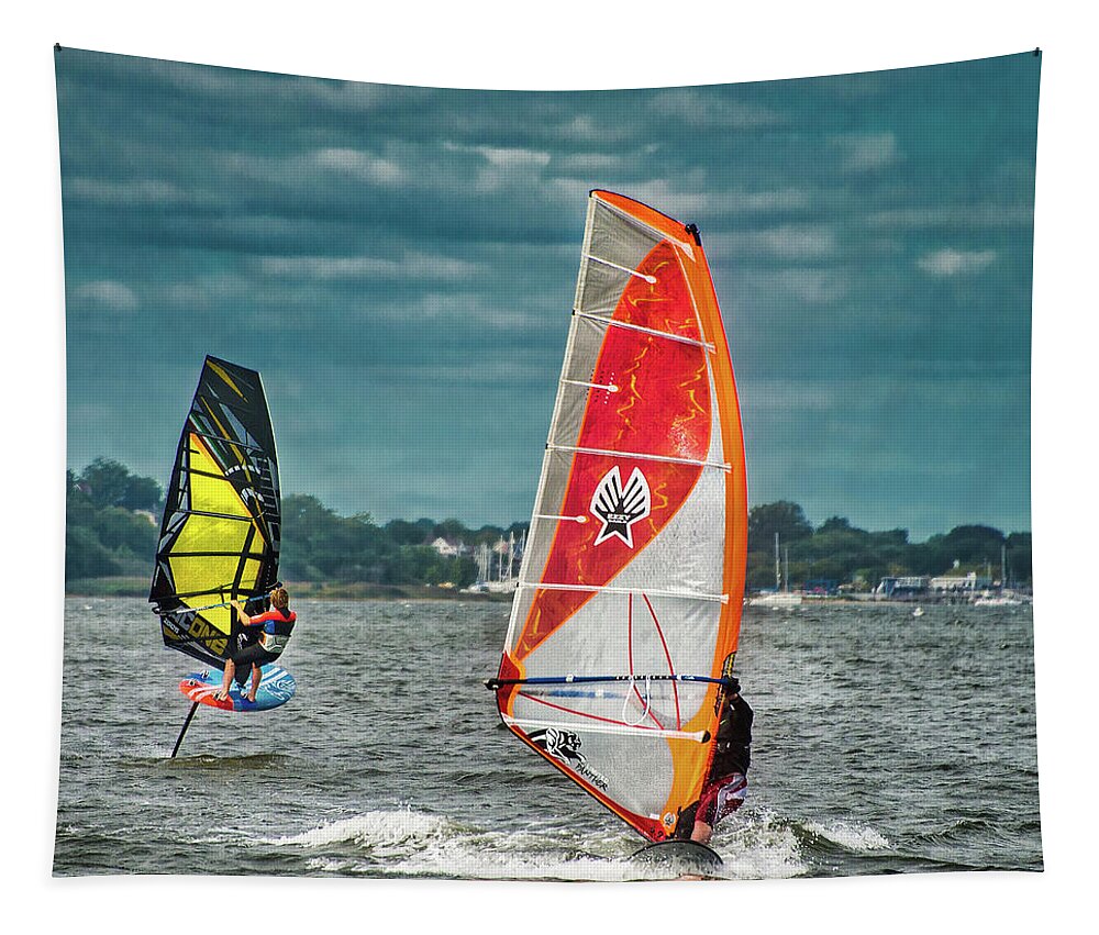 Speed Tapestry featuring the photograph The Ups And Downs Of Windsurfing by Gary Slawsky