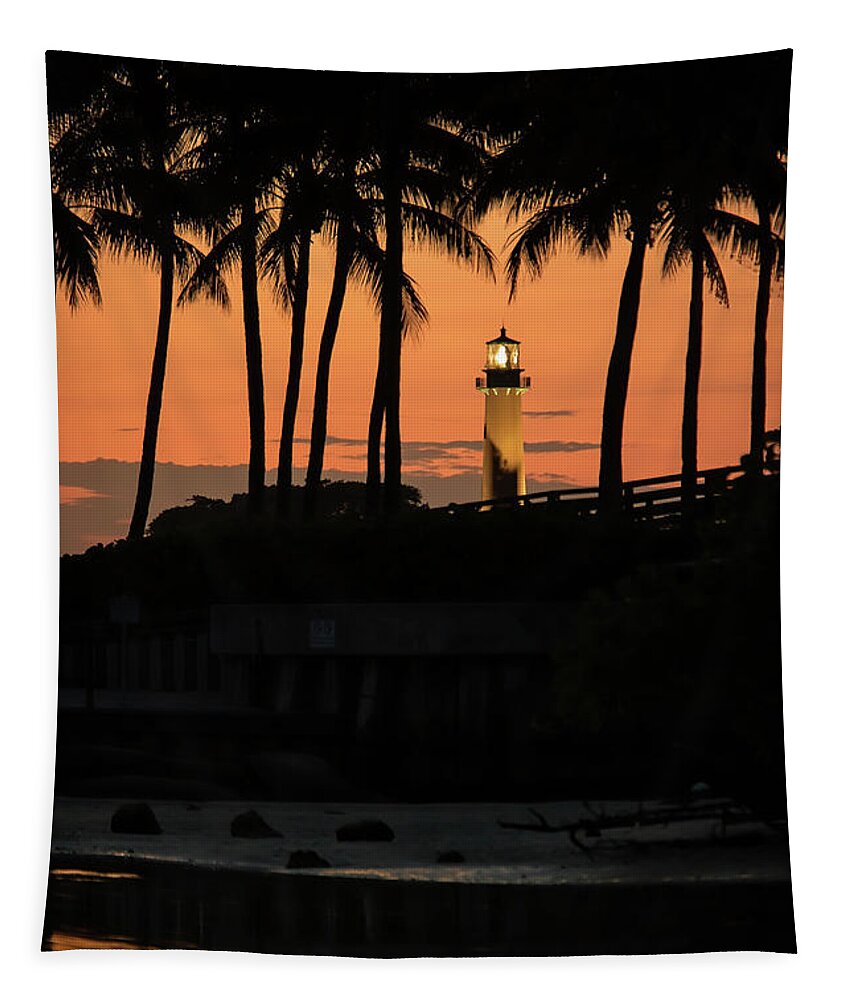 Jupiter Lighthouse Tapestry featuring the photograph The View Jupiter Lighthouse and Coconut Trees by Kim Seng